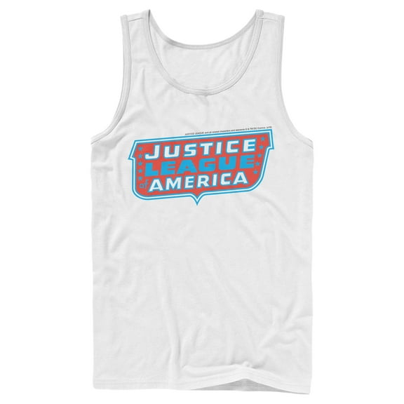 Men's Justice League Patriotic Frame Logo Tank Top White Small