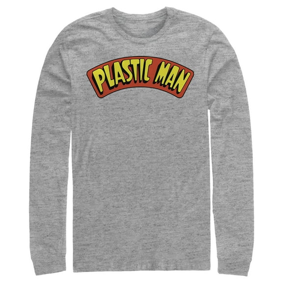 Men's Justice League Plastic Man Logo  Long Sleeve Shirt Athletic Heather Large