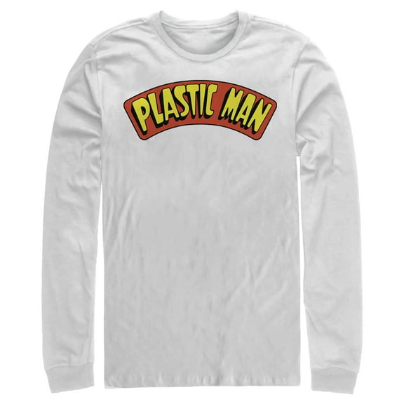 Men's Justice League Plastic Man Logo Long Sleeve Shirt White X Large