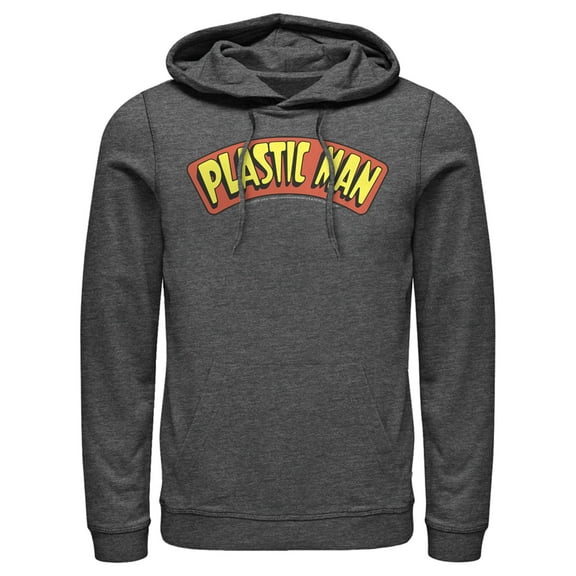 Men's Justice League Plastic Man Logo Pull Over Hoodie Charcoal Heather Large