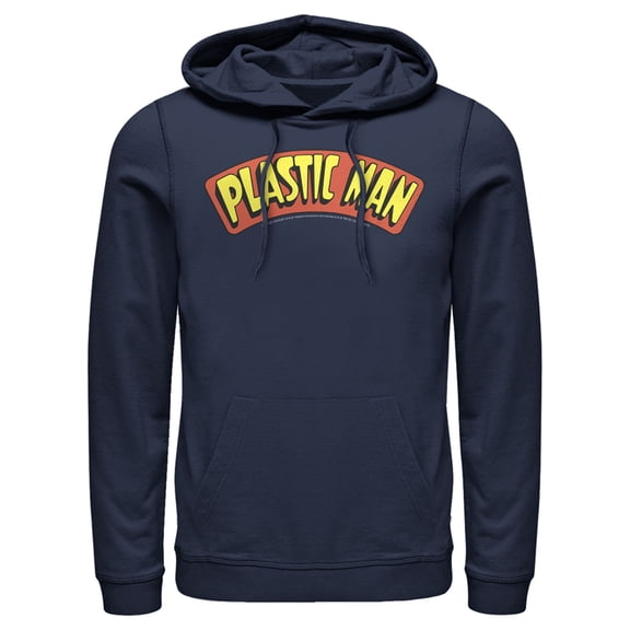Men's Justice League Plastic Man Logo  Pull Over Hoodie Navy Blue 2X Large