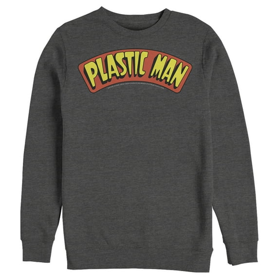 Men's Justice League Plastic Man Logo Sweatshirt Charcoal Heather Medium
