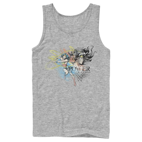 Men's Justice League Power Sketched Portrait Tank Top Athletic Heather Small