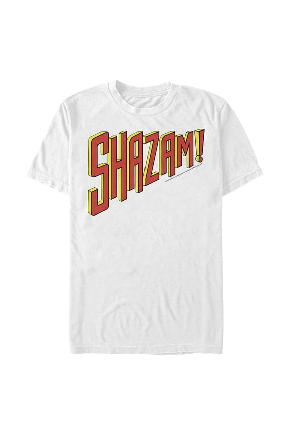 Men's Justice League Shazam Text Logo  Graphic Tee White Medium