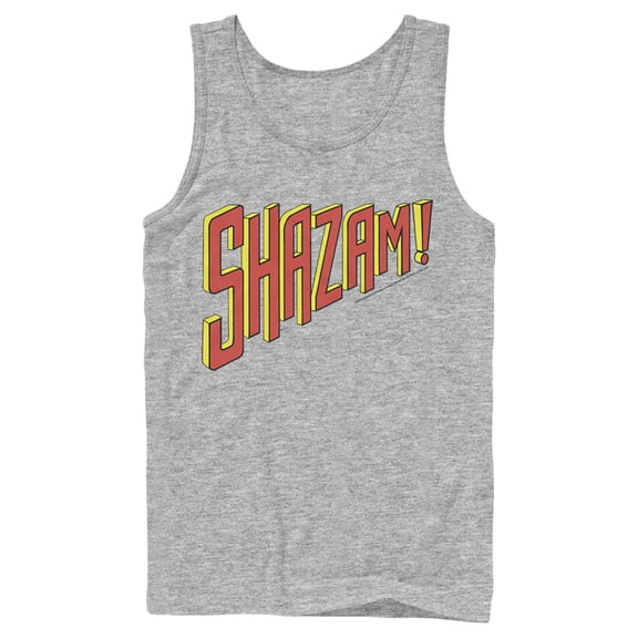 Men's Justice League Shazam Text Logo  Tank Top Athletic Heather Medium