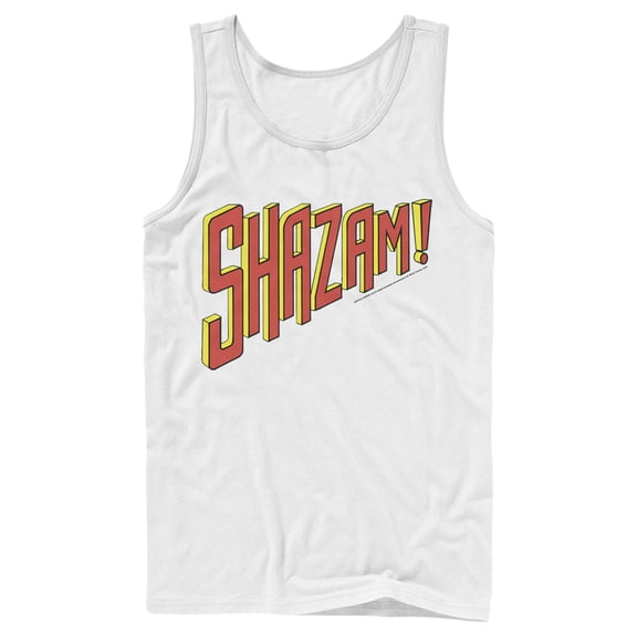 Men's Justice League Shazam Text Logo  Tank Top White Medium