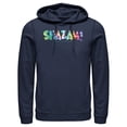 thumbnail image 1 of Men's Justice League Shazam Tie Dye Logo  Pull Over Hoodie Navy Blue Small, 1 of 3