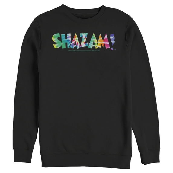 Men's Justice League Shazam Tie Dye Logo Sweatshirt Black Small