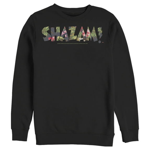 Men's Justice League Shazam Tropical Logo Sweatshirt Black Small