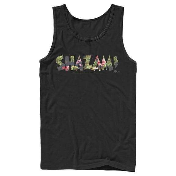 Men's Justice League Shazam Tropical Logo  Tank Top Black X Large