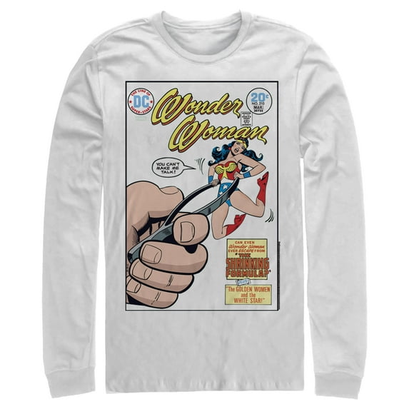 Men's Justice League Shrinking Woman Comic Book Cover Long Sleeve Shirt White X Large