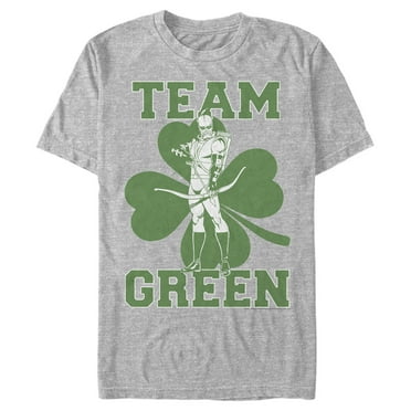 Men's Justice League St. Patrick's Day Green Arrow Team Green  Graphic Tee Athletic Heather Small