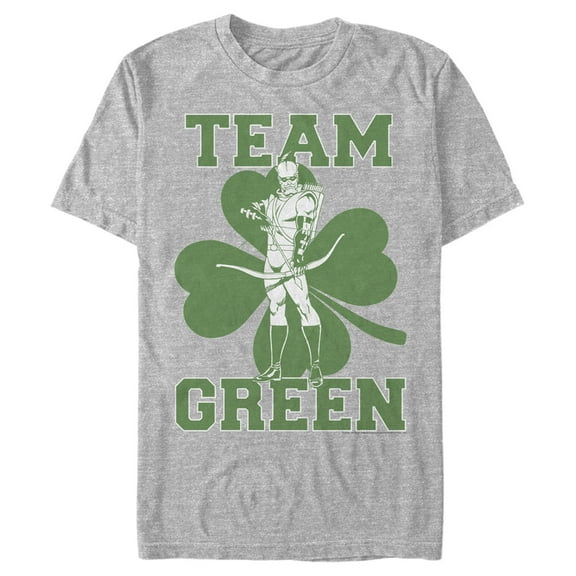 Men's Justice League St. Patrick's Day Green Arrow Team Green Graphic Tee Athletic Heather Small