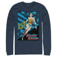 thumbnail image 1 of Men's Justice League Stars And Stripes Poster  Long Sleeve Shirt Navy Blue Small, 1 of 3