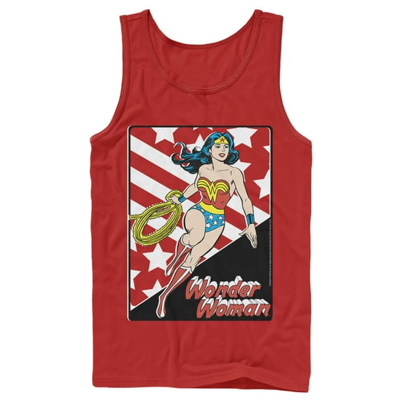 Men's Justice League Stars And Stripes Poster Tank Top Red Medium