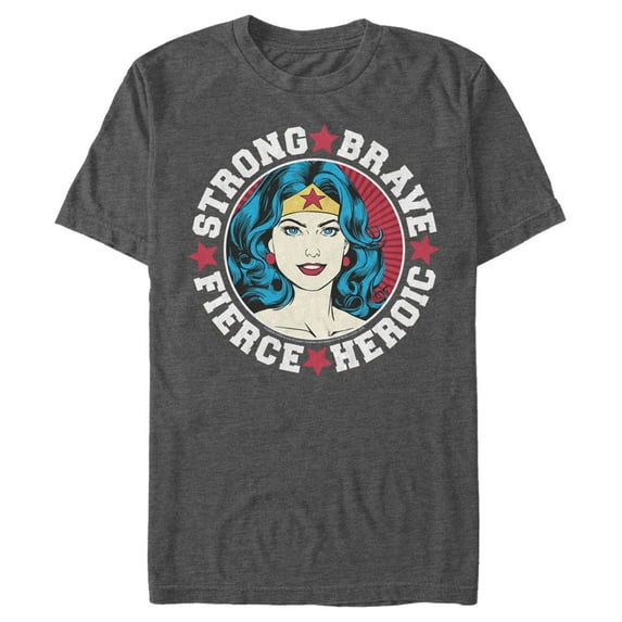 Men's Justice League Strong Fierce Heroic Graphic Tee Charcoal Heather Large