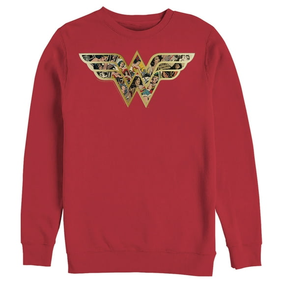 Men's Justice League Symbol Build Up Fill  Sweatshirt Red 2X Large