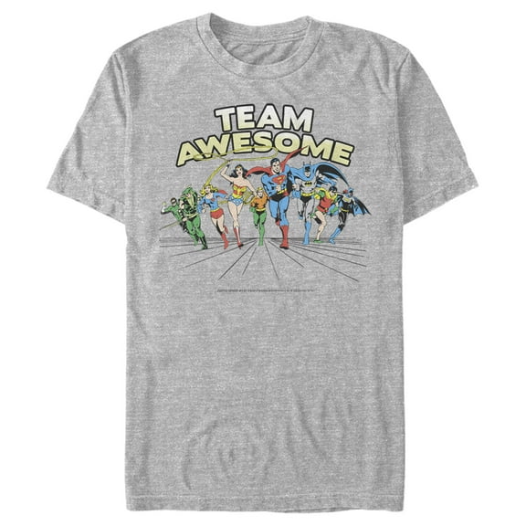 Men's Justice League Team Awesome Perspective  Graphic Tee Athletic Heather Small