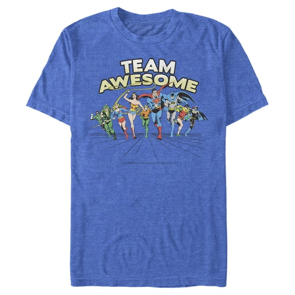 Men's Justice League Team Awesome Perspective Graphic Tee Royal Blue Heather 3X Large