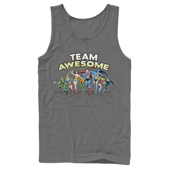 Men's Justice League Team Awesome Perspective  Tank Top Charcoal Medium