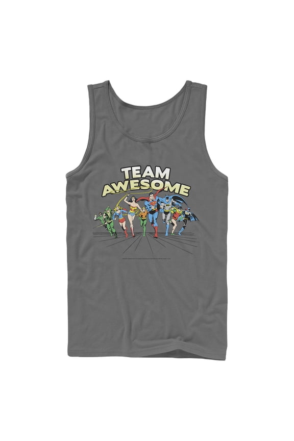 Men's Justice League Team Awesome Perspective Tank Top Charcoal Medium