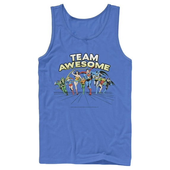 Men's Justice League Team Awesome Perspective Tank Top Royal Blue 2X Large