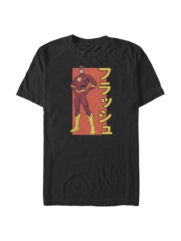 Men's Justice League The Flash Bold Kanji Portrait Graphic Tee Black X Large