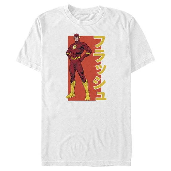 Men's Justice League The Flash Bold Kanji Portrait Graphic Tee White 3X Large