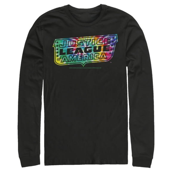 Men's Justice League Tie Dye Emblem  Long Sleeve Shirt Black Medium