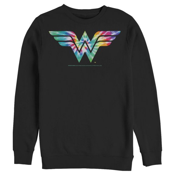 Men's Justice League Tie Dye Logo  Sweatshirt Black Large