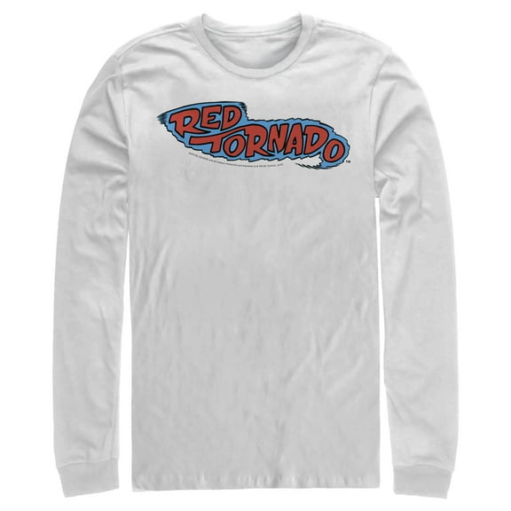 Men's Justice League Tornado Logo Long Sleeve Shirt White Large