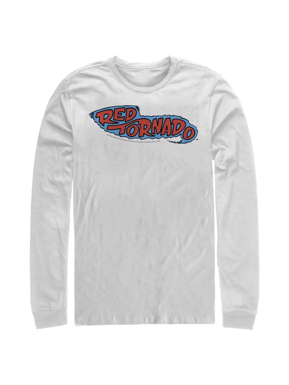 Men's Justice League Tornado Logo Long Sleeve Shirt White Small