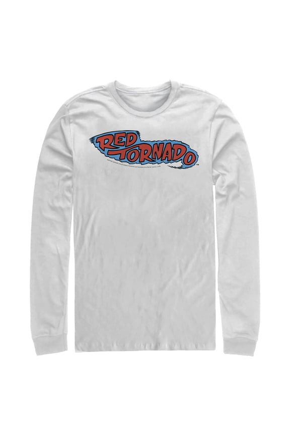Men's Justice League Tornado Logo Long Sleeve Shirt White Small
