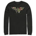 thumbnail image 1 of Men's Justice League Tropical Logo  Long Sleeve Shirt Black Small, 1 of 3