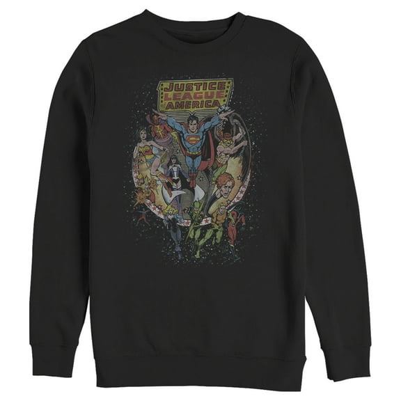 Men's Justice League Vintage Hero Collage Sweatshirt Black 3X Large