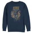thumbnail image 1 of Men's Justice League Vintage Hero Collage  Sweatshirt Navy Blue 2X Large, 1 of 3