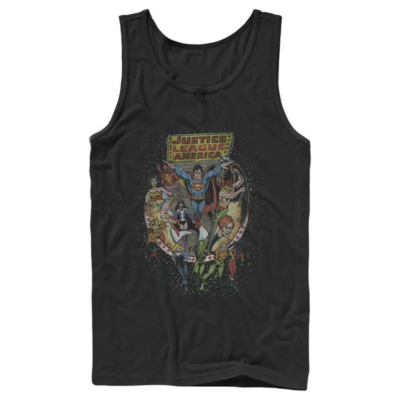 Men's Justice League Vintage Hero Collage  Tank Top Black Small