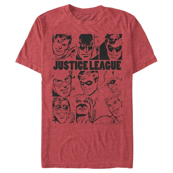 Men's Justice League Vintage Hero Panels  Graphic Tee Royal Blue Heather Medium