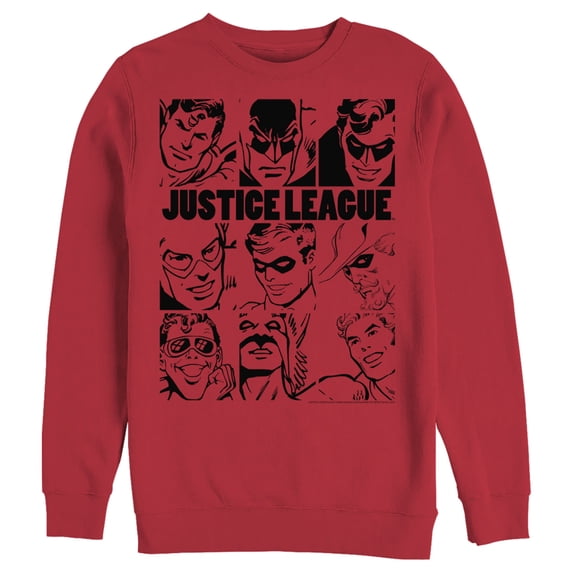 Men's Justice League Vintage Hero Panels Sweatshirt Red Large