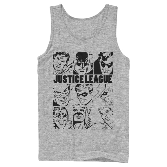 Men's Justice League Vintage Hero Panels  Tank Top Athletic Heather Small
