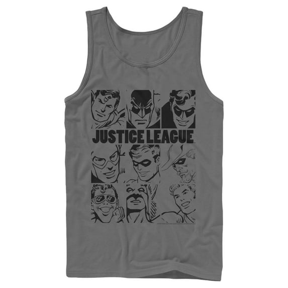 Men's Justice League Vintage Hero Panels  Tank Top Charcoal Large