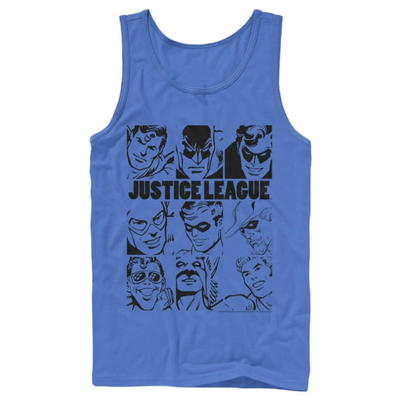 Men's Justice League Vintage Hero Panels  Tank Top Royal Blue Small