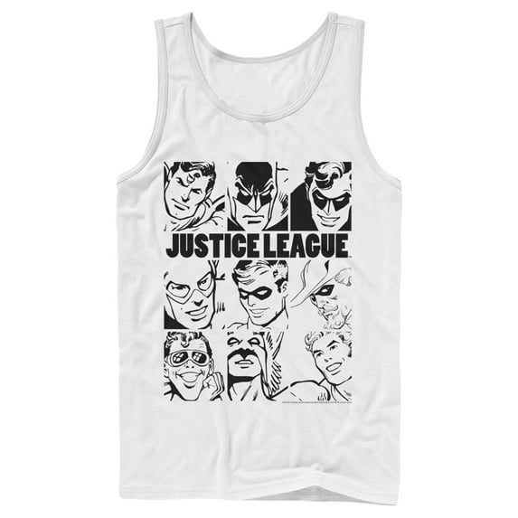 Men's Justice League Vintage Hero Panels Tank Top White Large