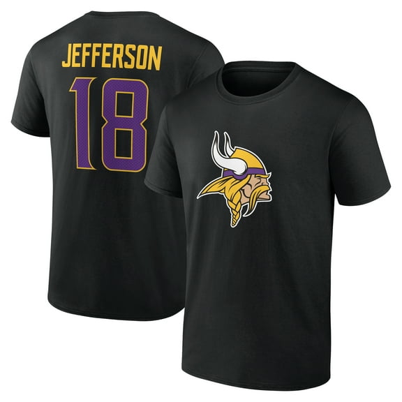 Men's Justin Jefferson Black Minnesota Vikings Icon Name & Number T-Shirt