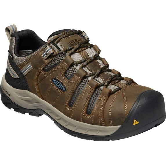 Men's KEEN Utility Flint II Waterproof Steel Toe Work Shoe Cascade Brown/Orion Blue Leather/Mesh 13 2E