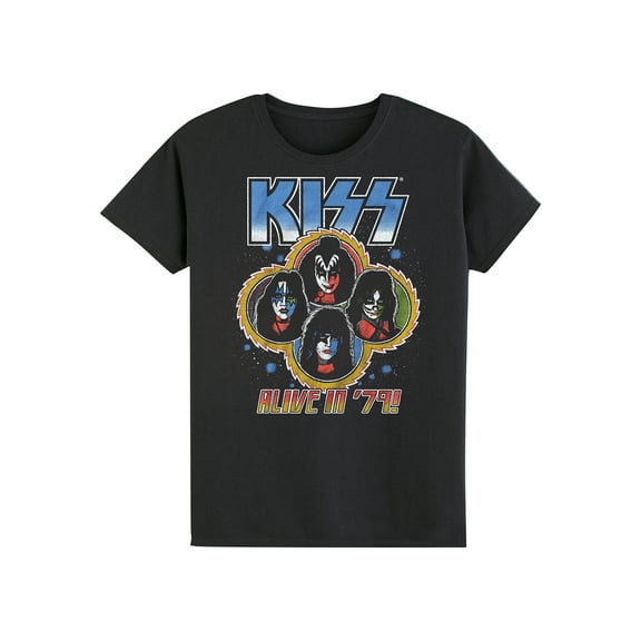 Men's KISS Alive In '79 Slim Fit T-shirt Large Coal