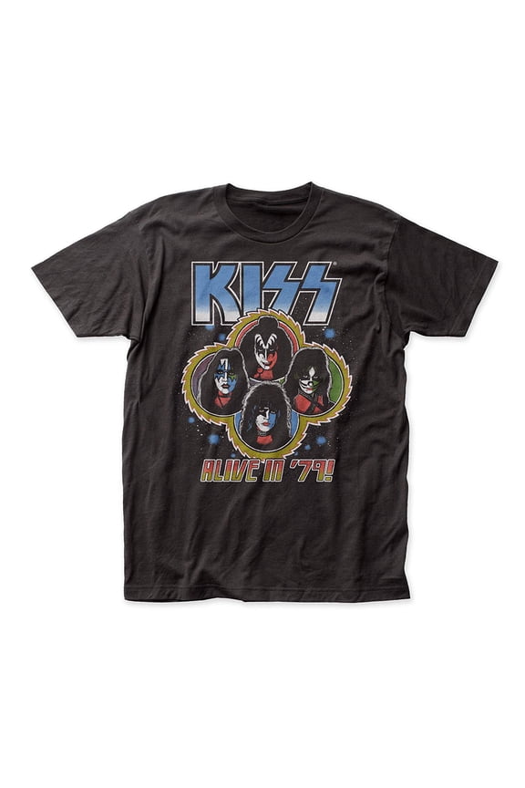 Men's KISS Alive In '79 Slim Fit T-shirt Small Coal