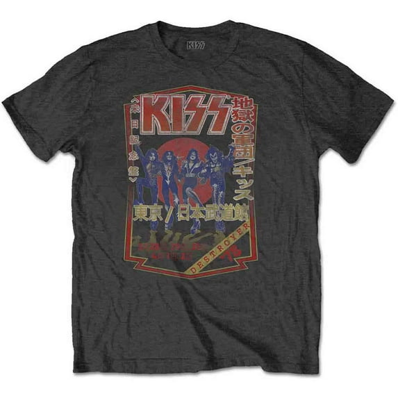 Men's KISS Destroyer Tour '78 Slim Fit T-shirt X-Large Charcoal