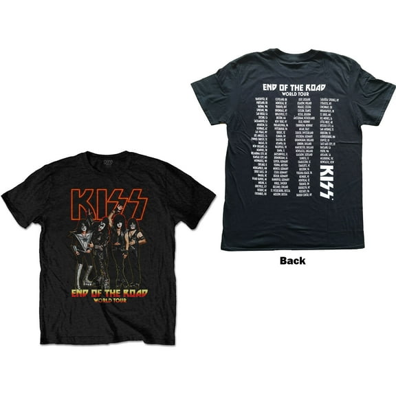 Men's KISS End Of The Road Tour (Back Print) Slim Fit T-shirt Large Black