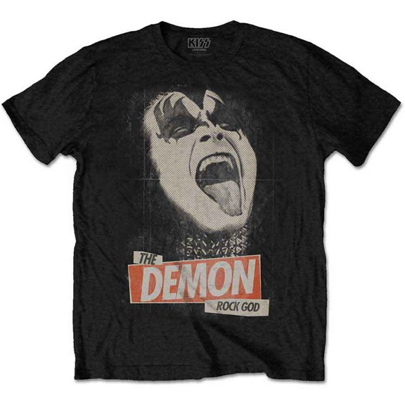 Men's KISS The Demon Rock Slim Fit T-shirt Small Black